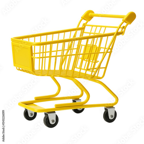 Yellow shopping cart isolated on white background