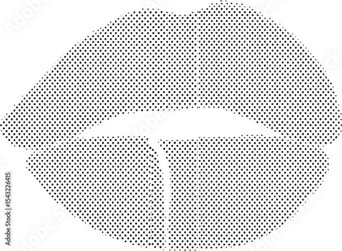 Halftone Dotted Lips: A minimalist image of dotted lips with sensuous allure, an intriguing emblem of expression.