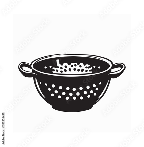 Minimalist Colander Vector Illustration isolated on white background.