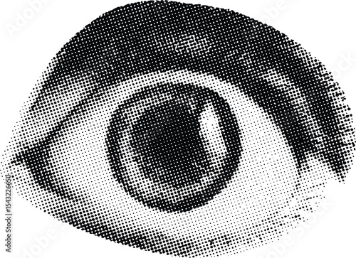 Artistic Eye: A close-up, stylized black and white drawing of an eye with focus on detail, capturing a sense of depth and emotion, perfect for illustrating vision, perception, or introspective themes.