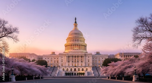 Majestic Sunrise over the United States Capitol Building in Washington D.C.