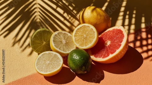 Sunlit Citrus Fruits Still Life