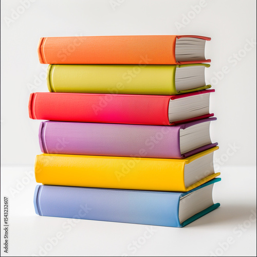 Wallpaper Mural Stack of colorful hardcover books on white background Torontodigital.ca