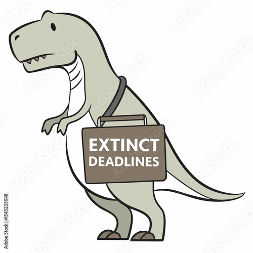 T-rex carrying extinct deadlines briefcase illustration