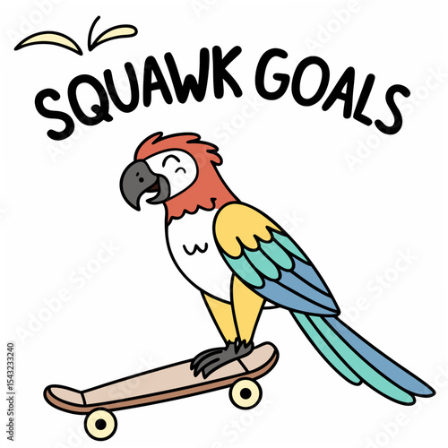 Canvas-taulu Happy macaw skateboarding squawk goals design element