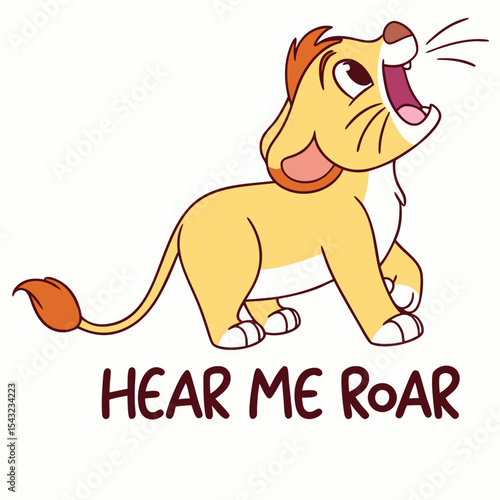Принти на полотні Adorable cartoon lion cub roaring hear me roar transparent png