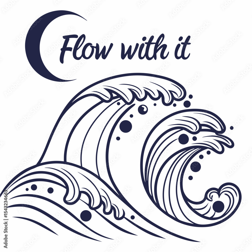 Fototapeta premium Elegant flowing waves design element on white