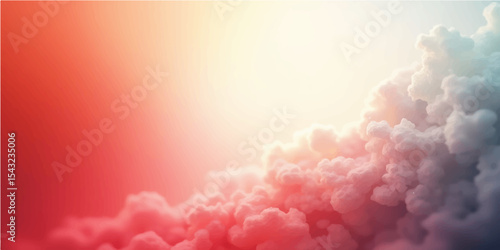 Vintage textured sky with beautiful red and white clouds, sunlight, and a hint of winter air