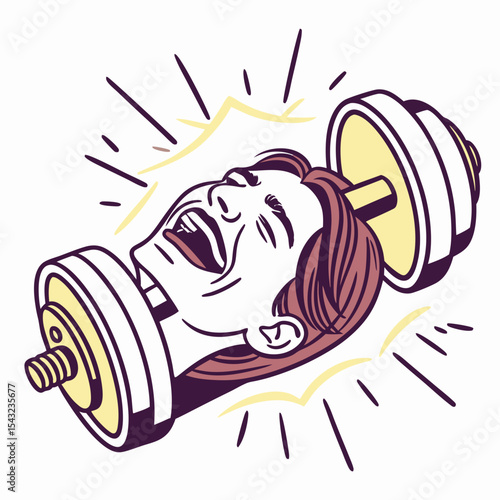 Woman's head crushed by dumbbell hilarious fitness humor