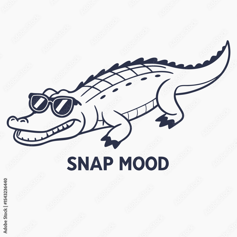 Fototapeta premium Cool crocodile sunglasses summer fun cartoon illustration