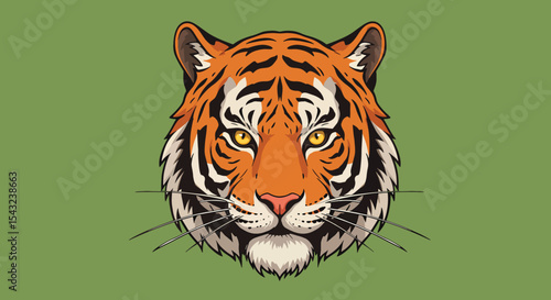 Majestic Tiger Head Illustration Fierce, Powerful, and Wild Cat Portrait