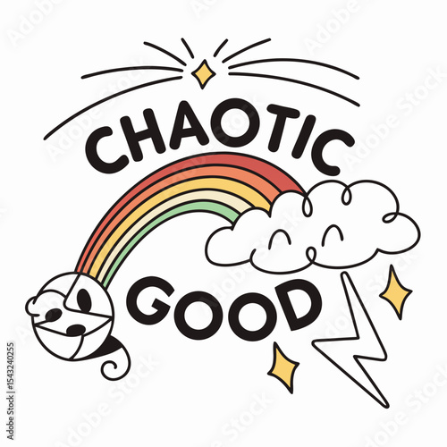 Foto Chaotic good rainbow cloud lightning stars