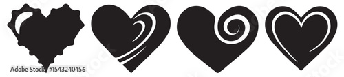 Black and White Abstract Heart Illustration with Romantic Symbolic Design