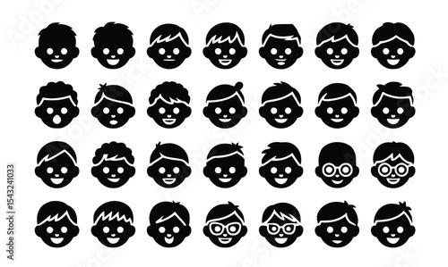 Diverse children avatars present a cheerful vector illustration showcasing youth and inclusivity within a community, silhouette