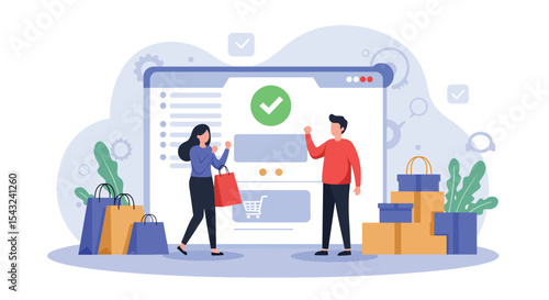 Successful Online Shopping Experience Happy Customers, Secure Checkout, and Easy Returns