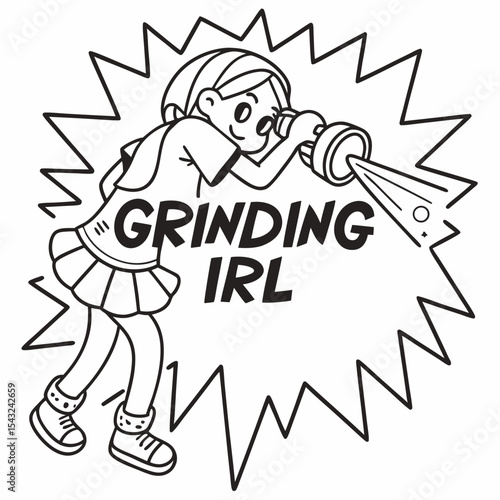Girl grinding irl cartoon illustration transparent png