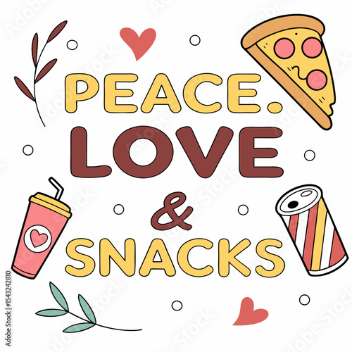 Peace love snacks cute food illustration design