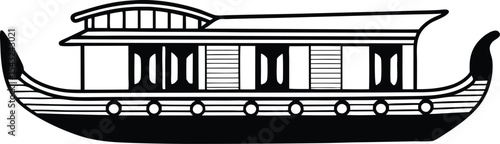 Black and white vector silhouette of a vintage railway carriage cage with motion, shadow, contrast, detail, shape, structure