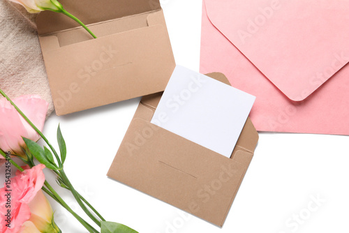 Blank white card in brown e...