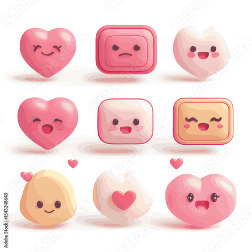 3D Social media likes and emoji icon set