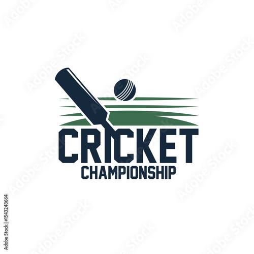 Cricket Championship Logo Design with Bat and Ball – Vector EPS for Sports Branding