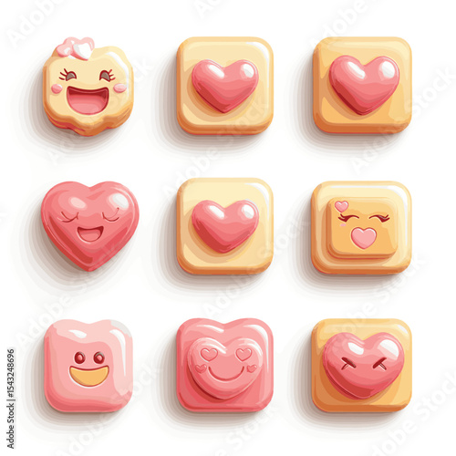 3D Social media likes and emoji icon set