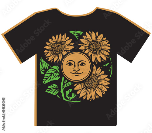The Sun Tarot Card Sunflowers T-Shirt Design
