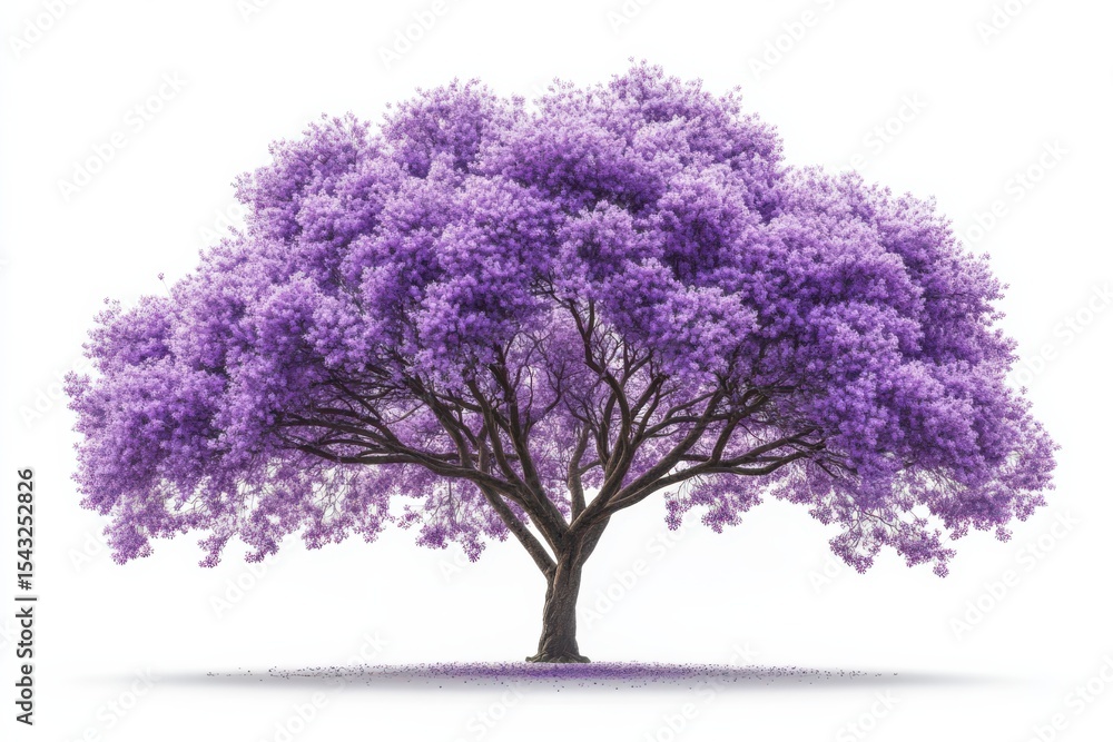 Obraz premium Enchanting Purple Jacaranda Tree Blossoms Springtime Beauty and Floral on White Background. Generative Ai