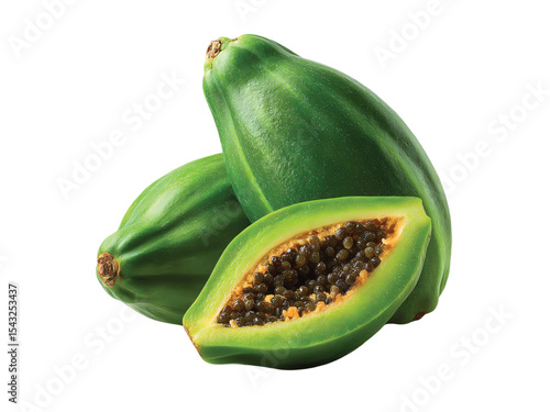 Wallpaper Mural Vibrant green papaya juicy ripe slice isolated on a transparent or white background Torontodigital.ca
