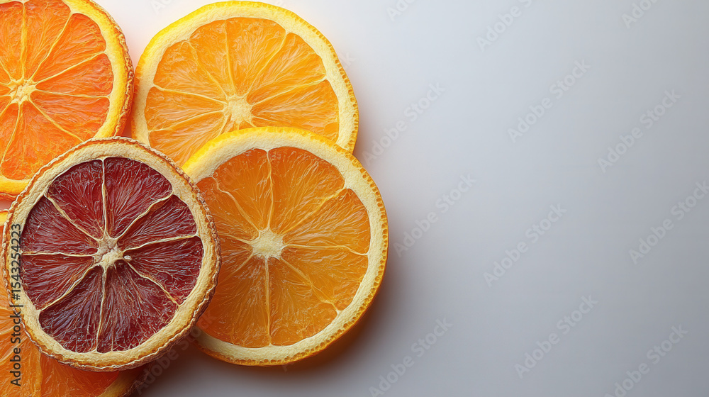 Fototapeta premium dried citrus slices flatlay on white background