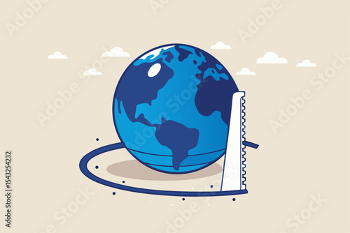 World economic crisis from war and geopolitical problem or threats, climate change or global warming destroying world concept, sawing globe to fall from the floor metaphor of danger and threats.