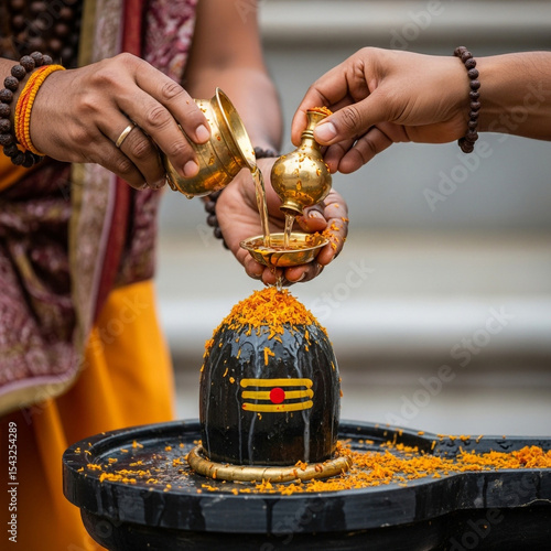 Sacred Hindu Ritual Pouring...