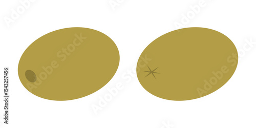 Hand Drawn Green olives front and back view Traditional Ingredient Mediterranean cuisine Minimalist