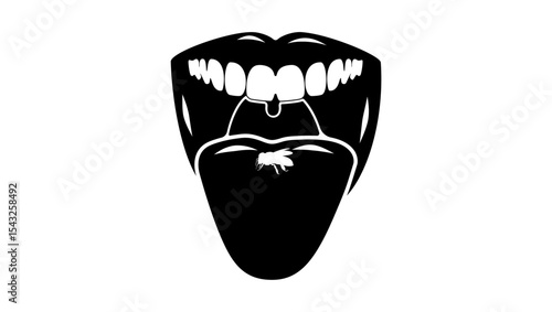 bee sting in throat, black isolated silhouette
