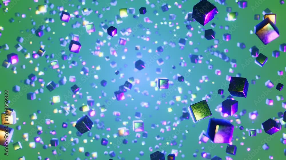 Bunch of cubes floating in the air with pink background. Infinitely looped animation. 3D rendering Bunch of cubes floating in the air with pink background. Infinitely looped animation. 3D rendering