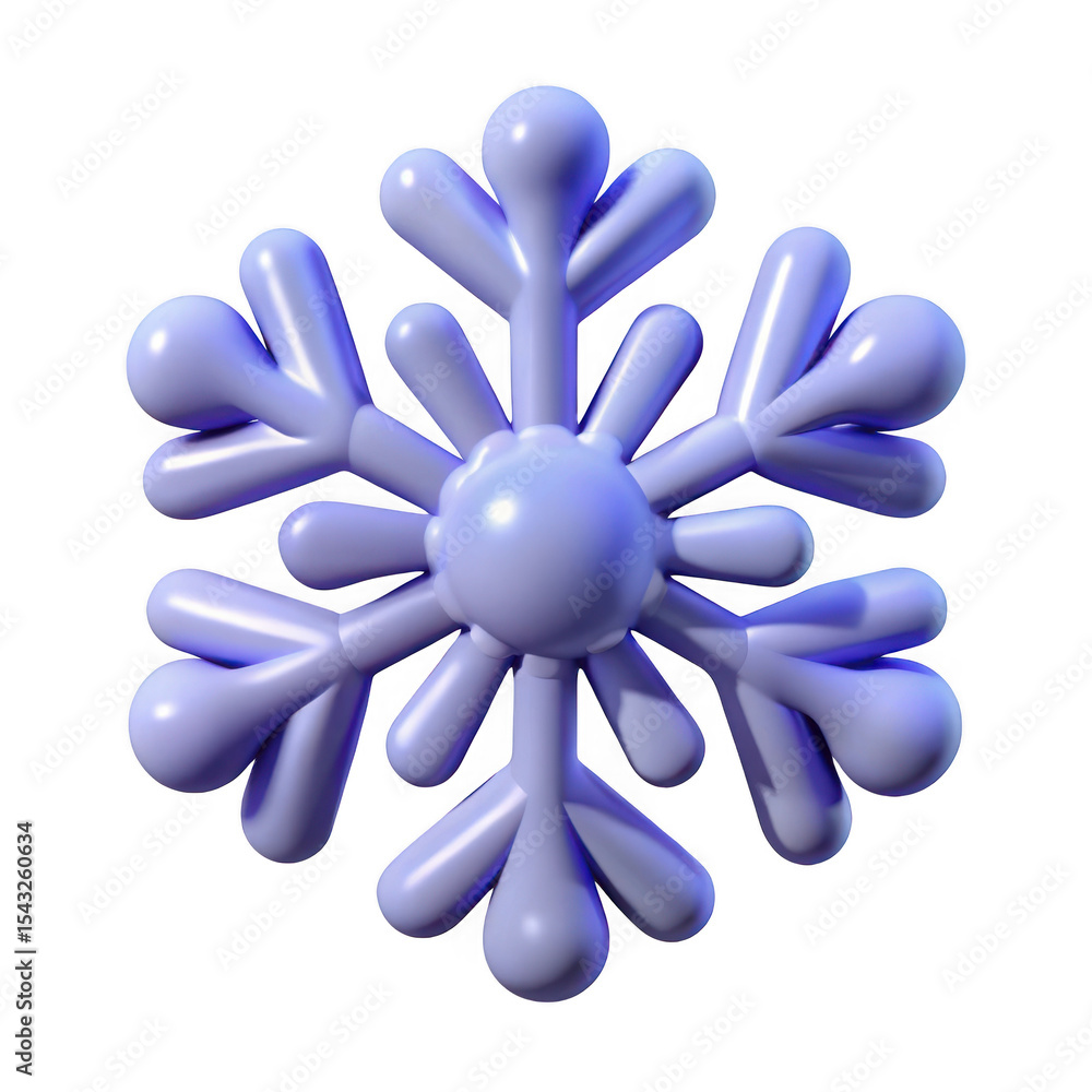 Obraz premium 3d realistic purple snowflake isolated on transparent background
