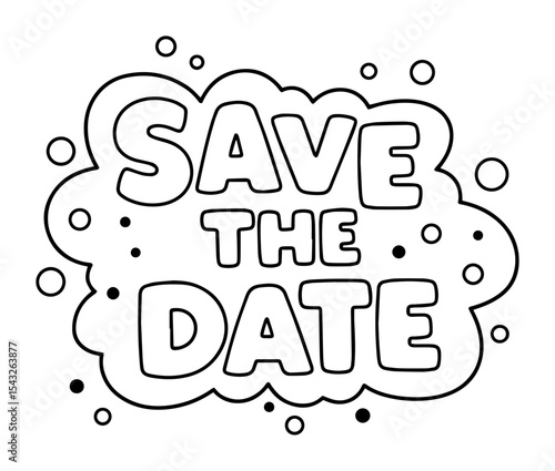 save the date text outline vector lettering romantic announcement line art