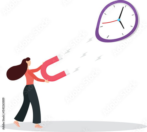 Time management, control business time or work deadline concept.flat character life .
