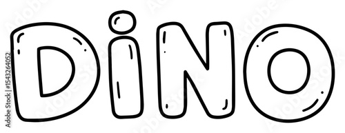 dino word outline vector typography dinosaur themed cartoon line art