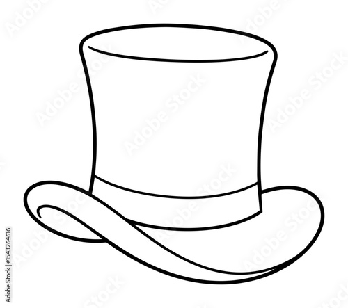 top hat outline vector illustration elegant monochrome line art for wedding design
