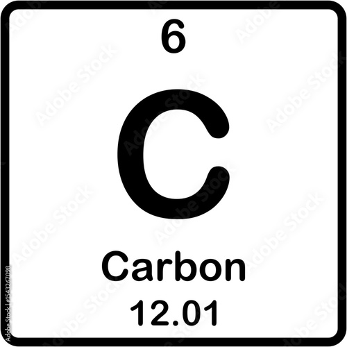 Chemical element of periodic table. Carbon or C.