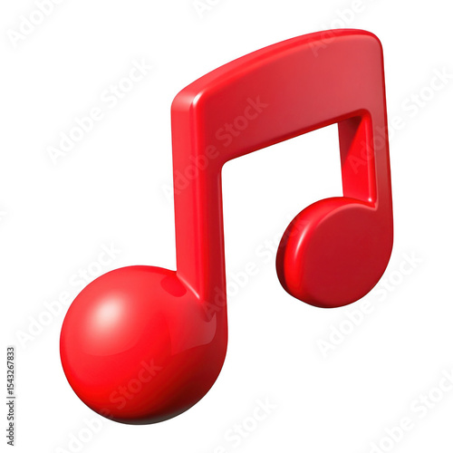 3d realistic red music note icon isolated on transparent background