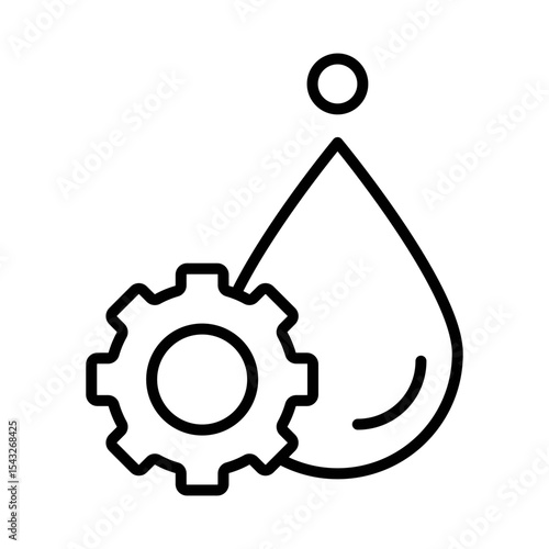 Water Drop with Gear Symbol Representing Smart Water Technology Icon Vector.