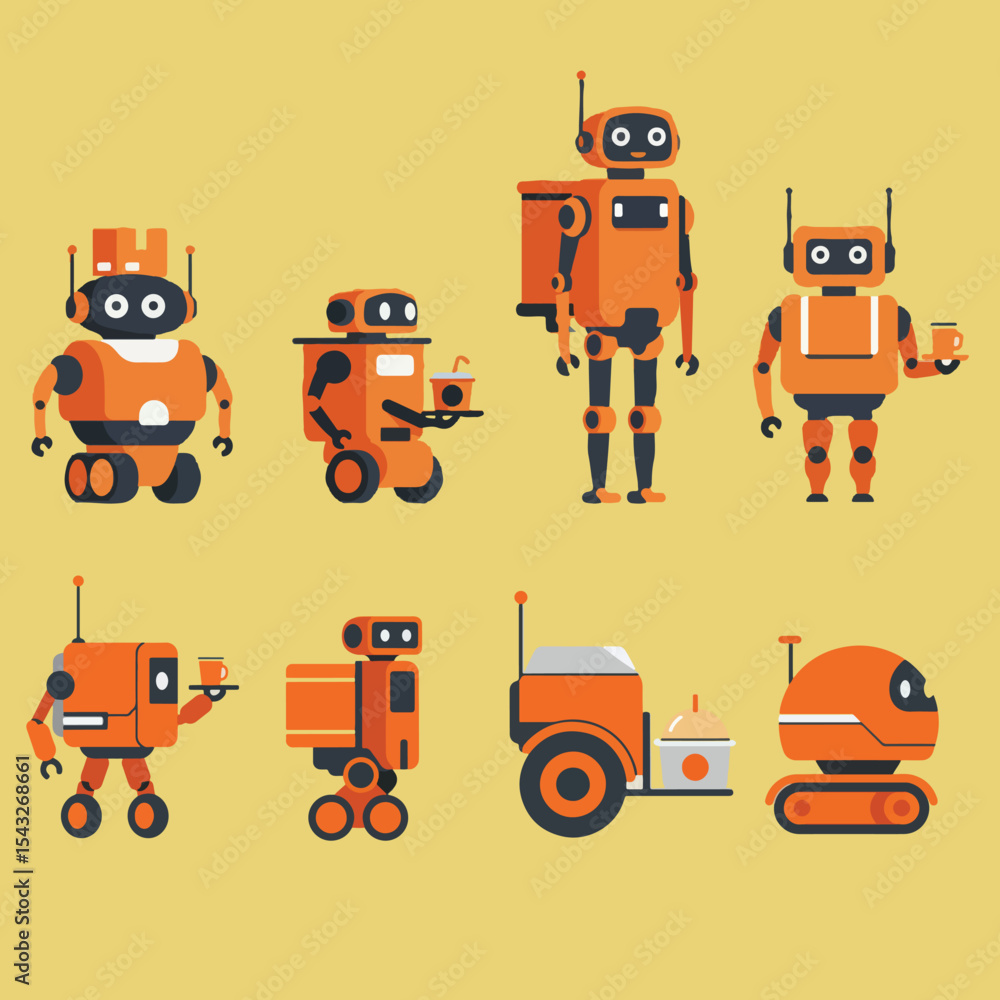 Fototapeta premium set illustration vector graphic of delivery robot