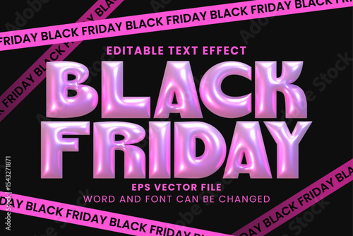 Black friday promotion 3d inflated chrome text effect