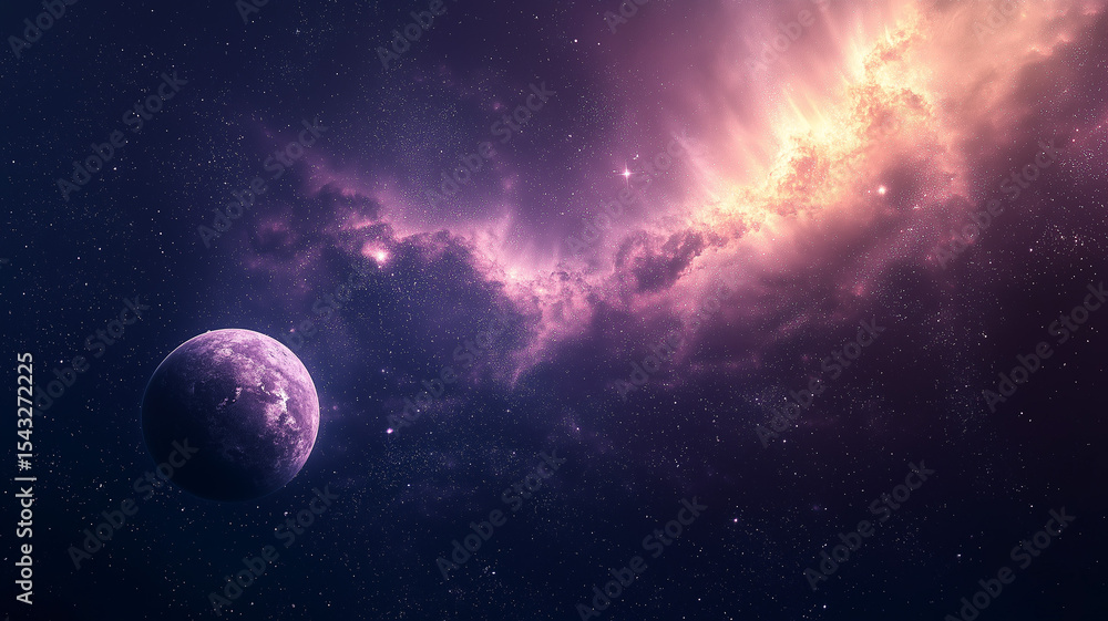 Obraz premium A rich, intimate view of space that highlights both its depth and its softness. Begin with a gradient glow to illuminate distant stars and formations