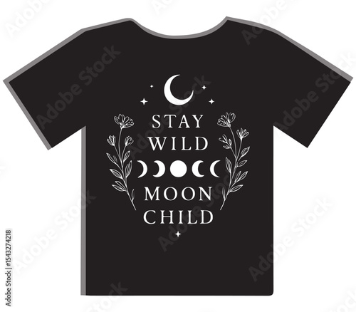 Stay Wild Moon Child Phases T-Shirt Design
