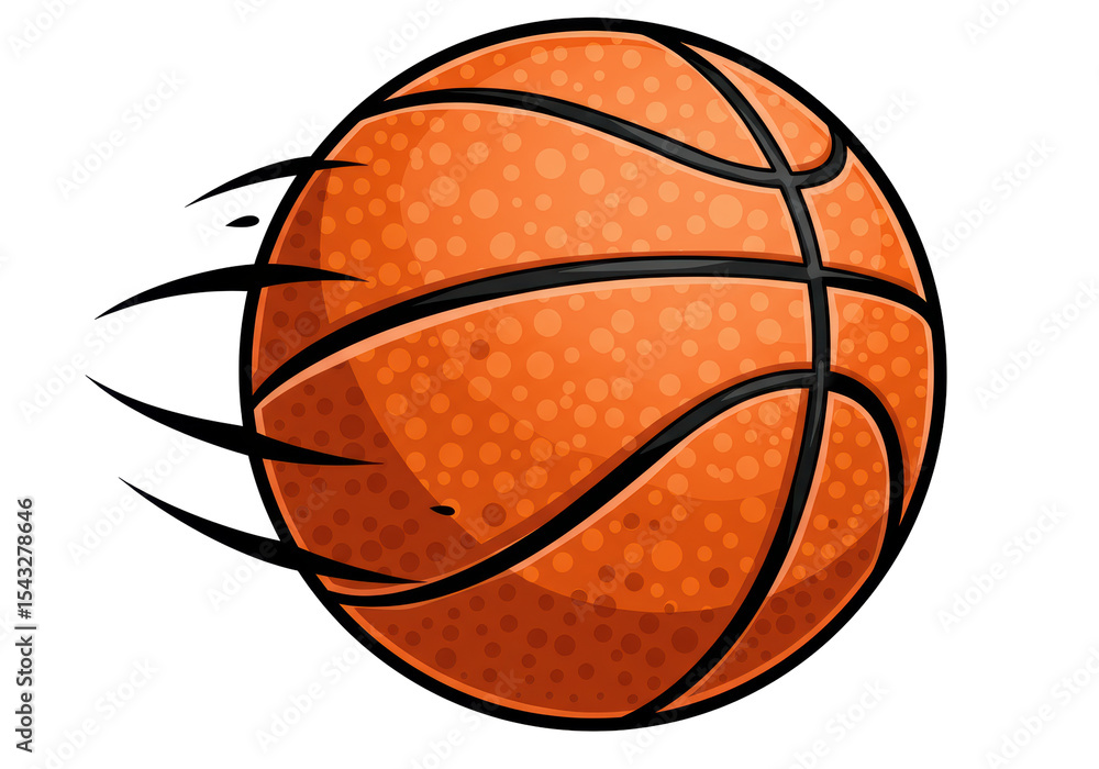 Fototapeta premium Isolated Orange Basketball with Motion Lines