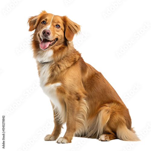 Happy nova scotia duck tolling retriever isolated on transparent background