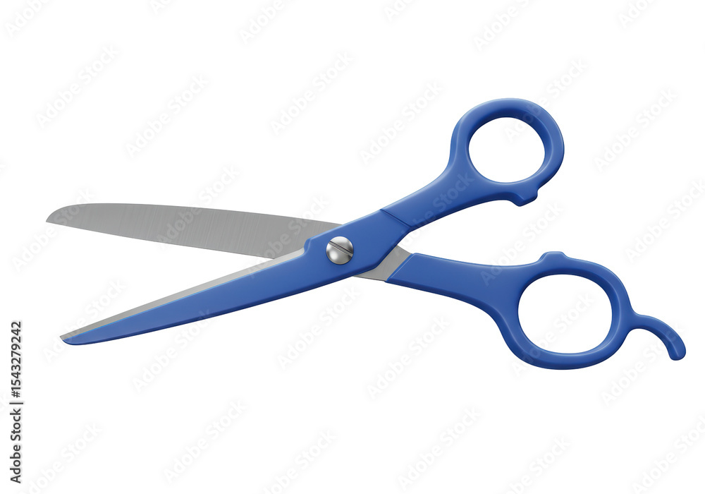 Isolated Blue Scissors with Silver Blades Isolated Blue Scissors with Silver Blades